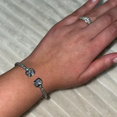 Bracelet jonc argenté en acier inoxydable 